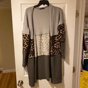 Color block waffle knit cardigan